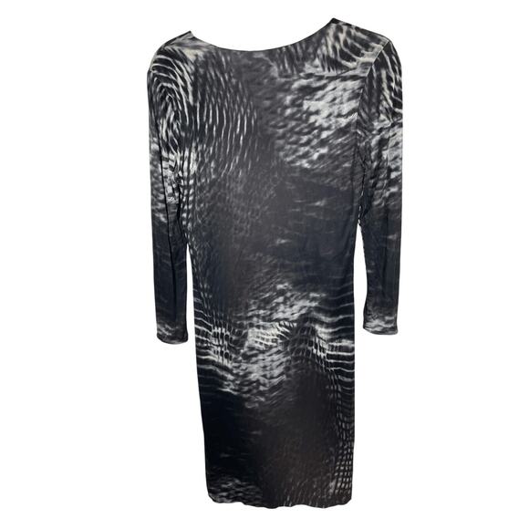 Gucci X Tom Ford Vintage S/S 2000 Abstract Print Long Sleeve V Neck Dress SZ 42 - Picture 7 of 10